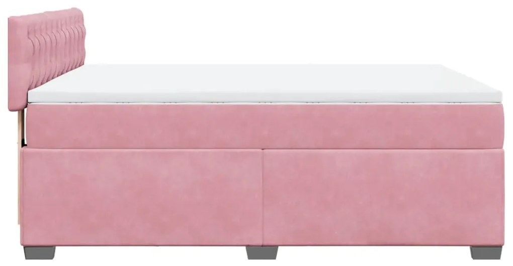 Cama com molas/colchão 160x200 cm veludo rosa