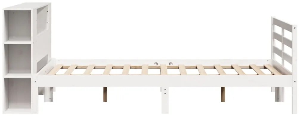 Cama com estante sem colchão 150x200 cm pinho maciço branco