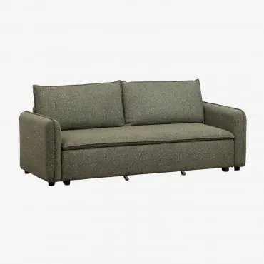 Sofá-cama De 3 Lugares Em Tecido Bouclé Drovi Bouclé Verde Sálvia - Sklum