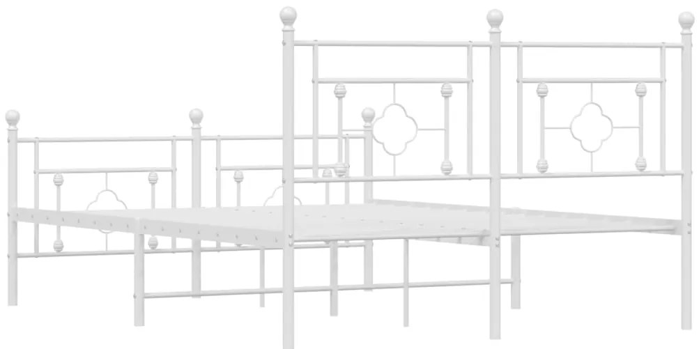 Estrutura de cama com cabeceira e pés 140x190 cm metal branco