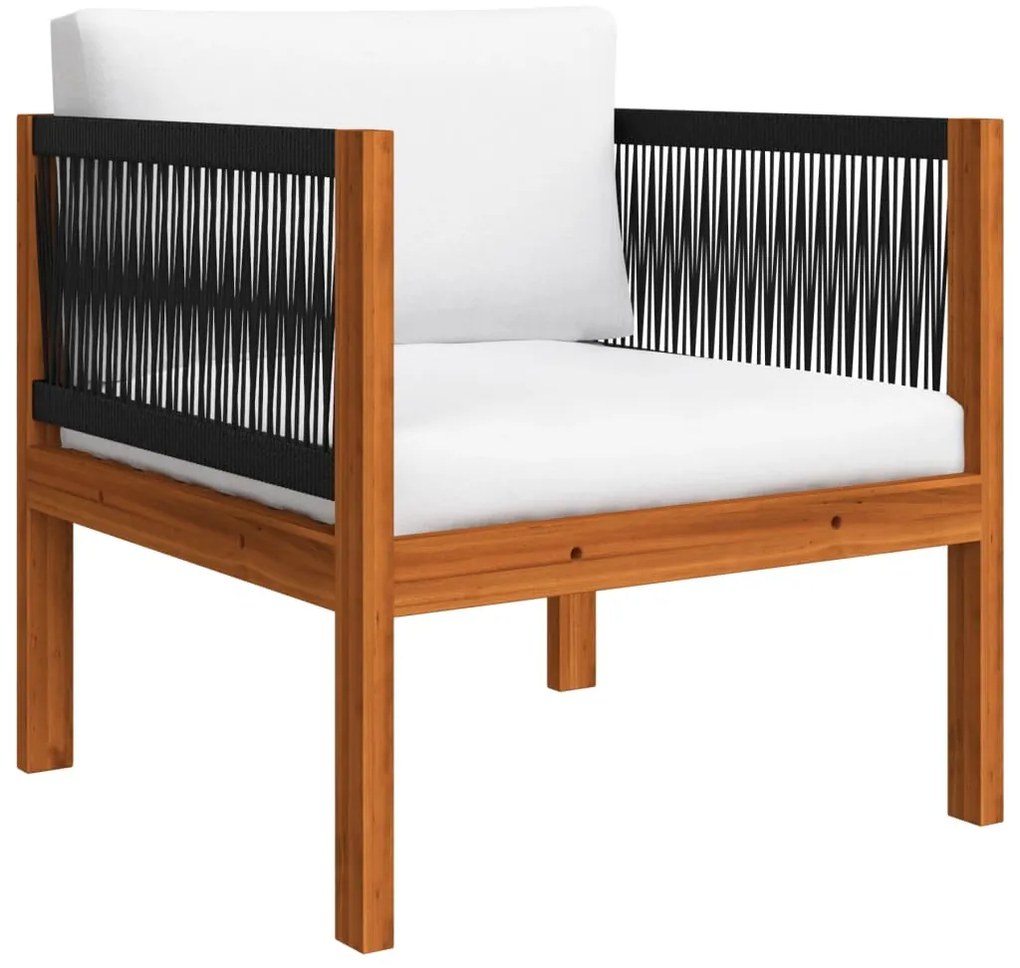 7 pcs conjunto lounge jardim c/ almofadões acácia maciça creme