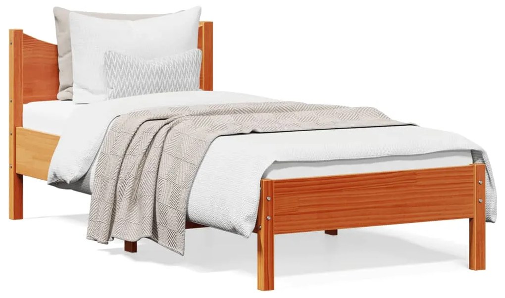 Estrutura de cama 90x190 cm madeira pinho maciça castanho cera