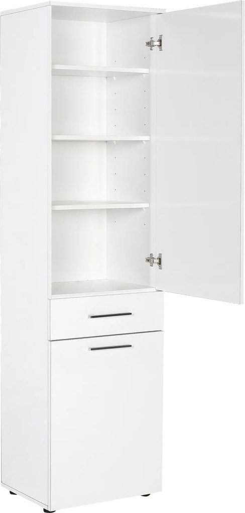Armário Multiusos com Cesto "Wanna" - Branco - 52x187x38 cm - Design M