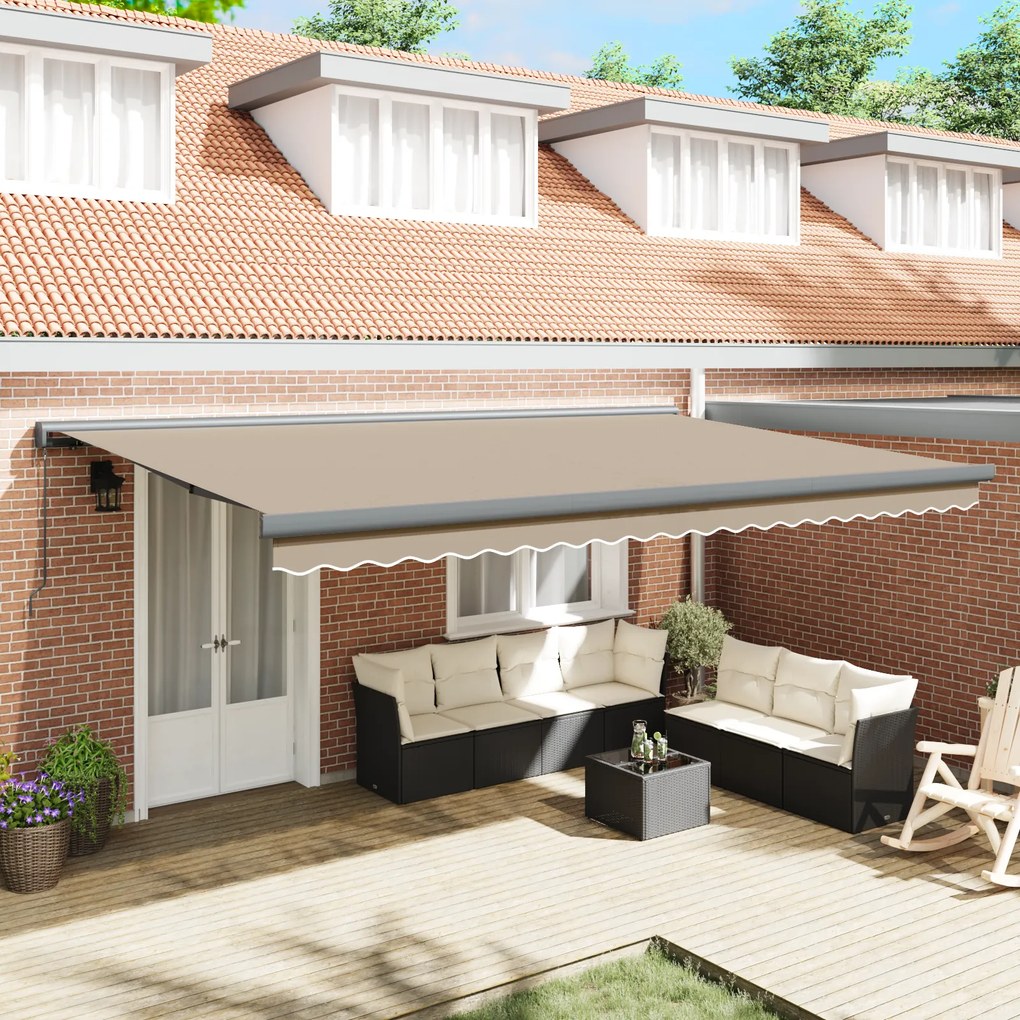 Toldo Retrátil Manual vidaXL Bege 500x300 cm