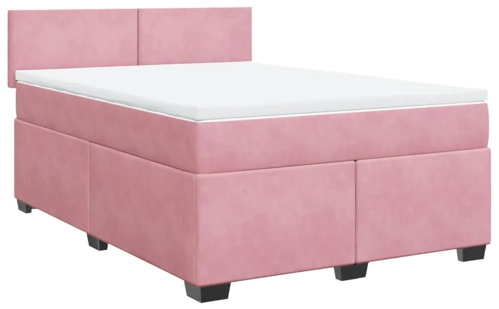 Cama com molas/colchão 140x200 cm veludo rosa