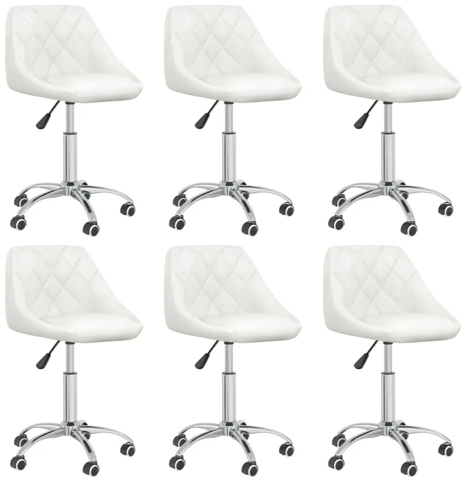 Cadeiras de jantar giratórias 6 pcs couro artificial branco