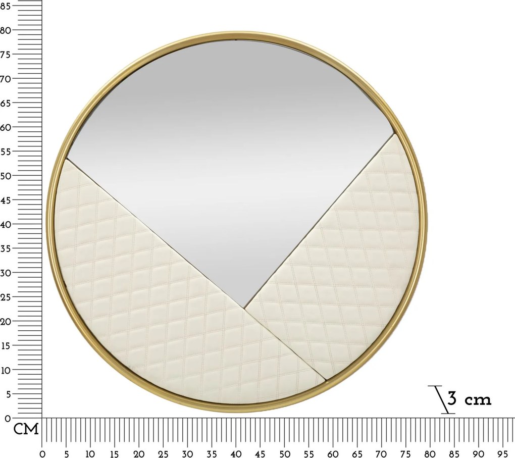 ESPELHO DE PAREDE SHARON Ø80X3 CM BRANCO E DOURADO