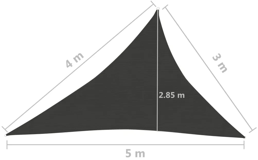 Para-sol estilo vela 160 g/m² 3x4x5 m PEAD antracite