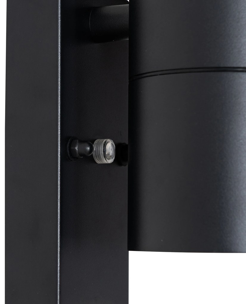 Candeeiro de parede exterior preto AR70 de 2 luzes com sensor claro-escuro - Duo