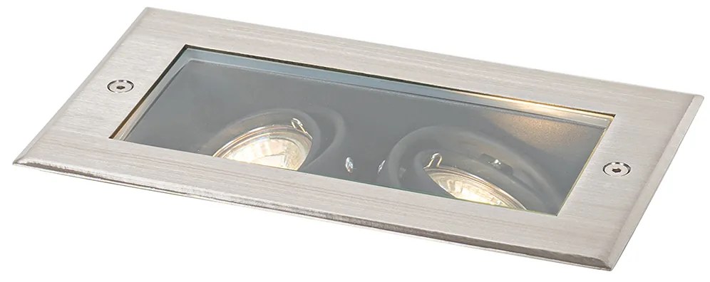 Foco de chão moderno em aço 2 luzes ajustáveis IP65 - Oneon Moderno