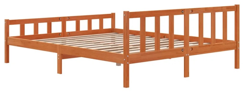 Cama sem colchão 160x200 cm madeira pinho maciço castanho-mel