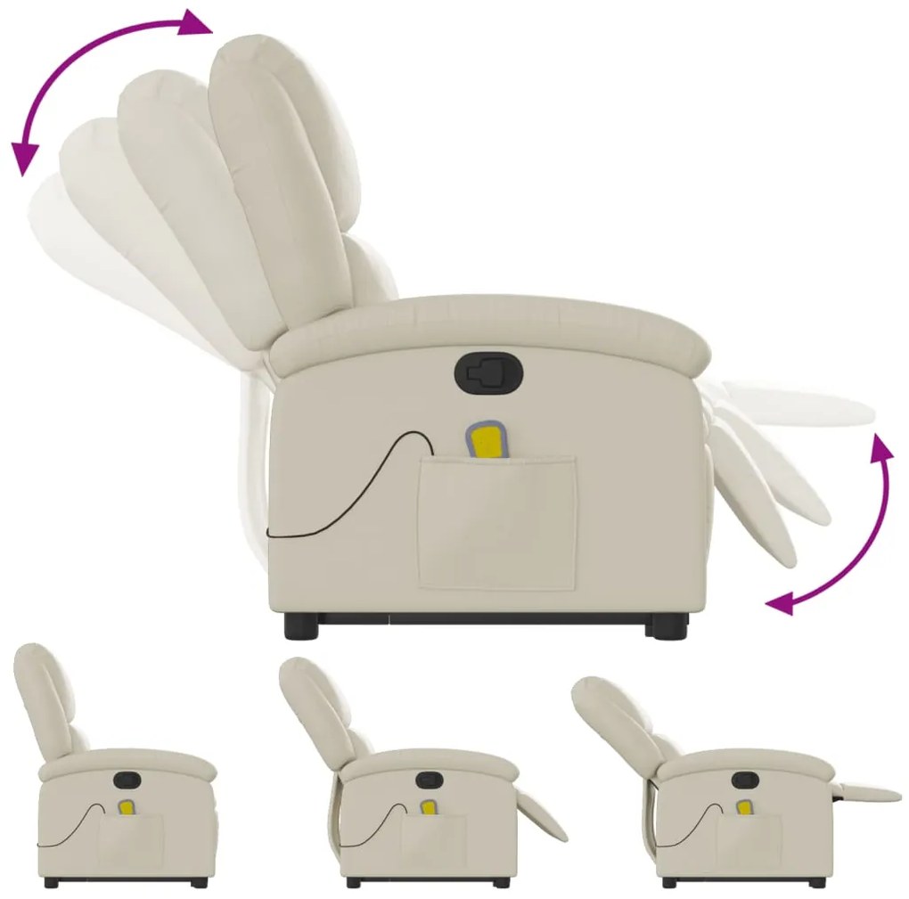 Poltrona reclinável de massagens couro artificial cor creme