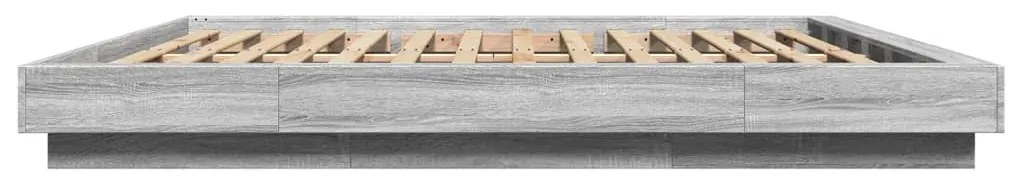 Estrutura de cama 200x200 cm derivados madeira cinzento sonoma
