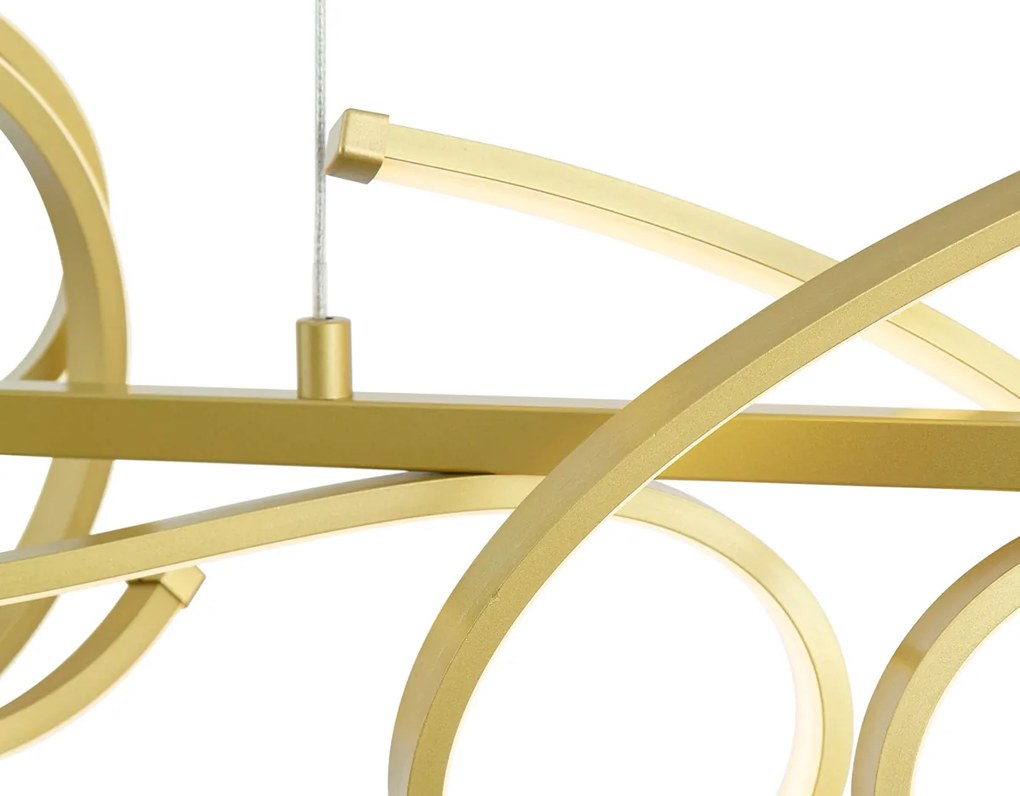 LED Candeeiro suspenso de design dourado retangular regulável em 3 níveis - Krisscross Moderno