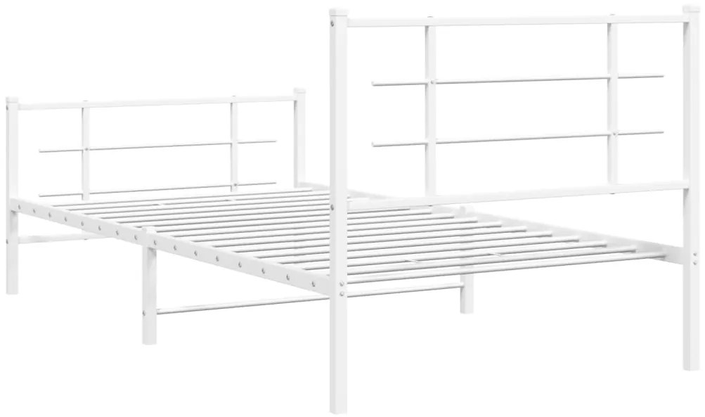 Estrutura de cama com cabeceira e pés 107x203 cm metal branco