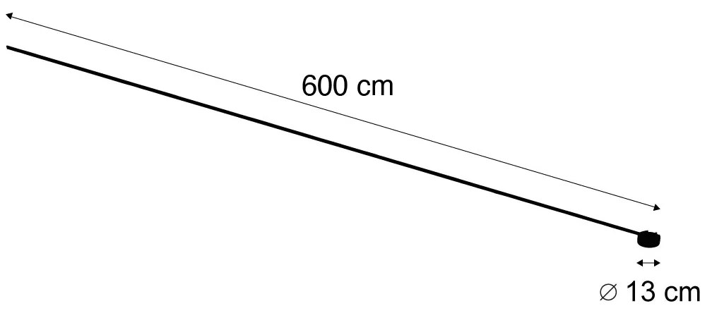 Sistema de iluminação de trilho moderno preto monofásico 600 cm com fonte de alimentação redonda - Magnetic