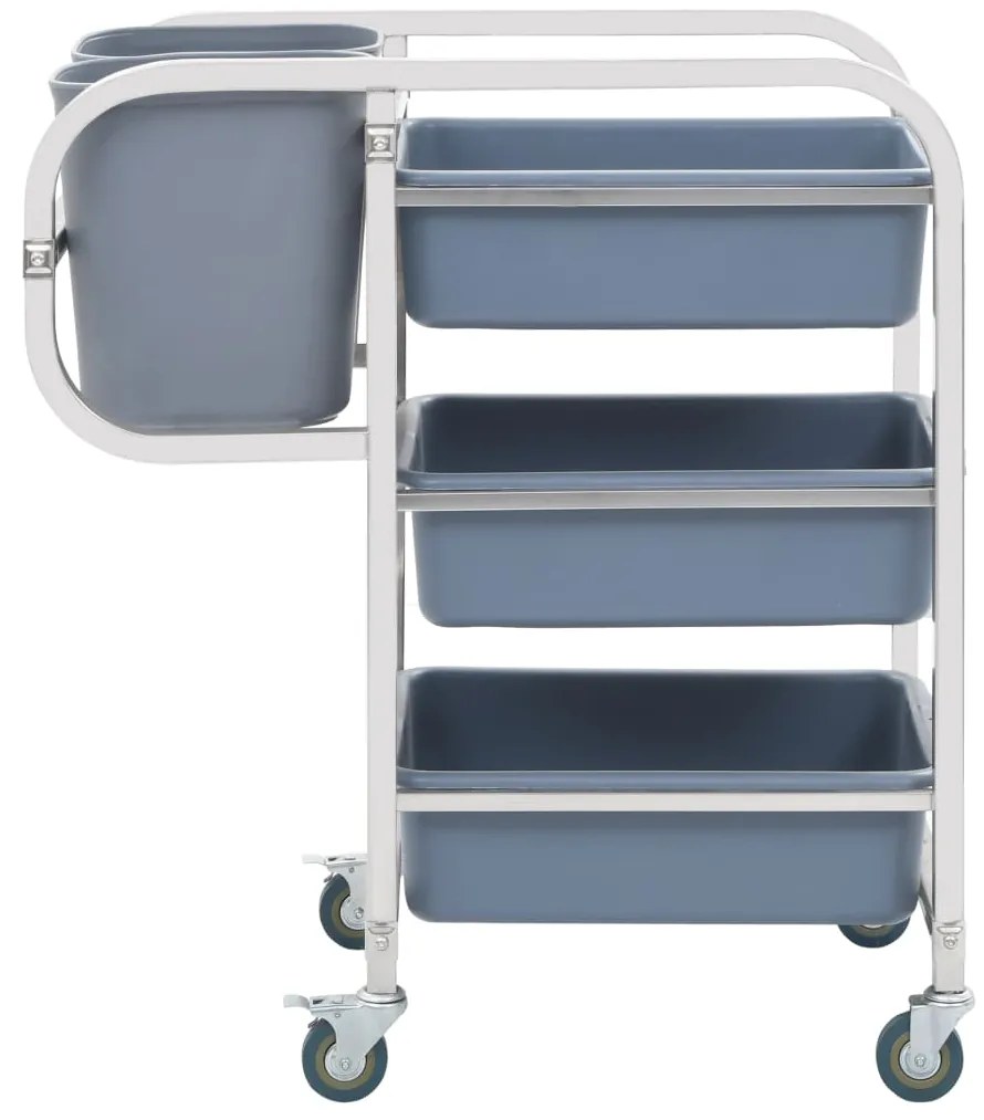 Carrinho de cozinha com recipientes de plástico 82x43,5x93 cm