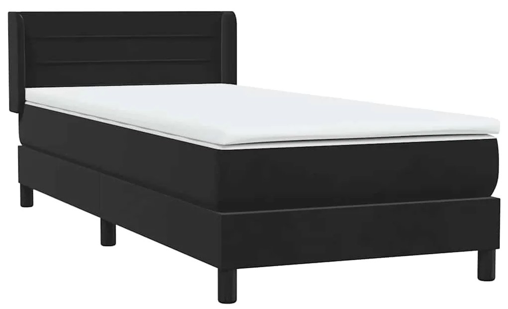 Cama box spring com colchão 90x210 cm veludo preto