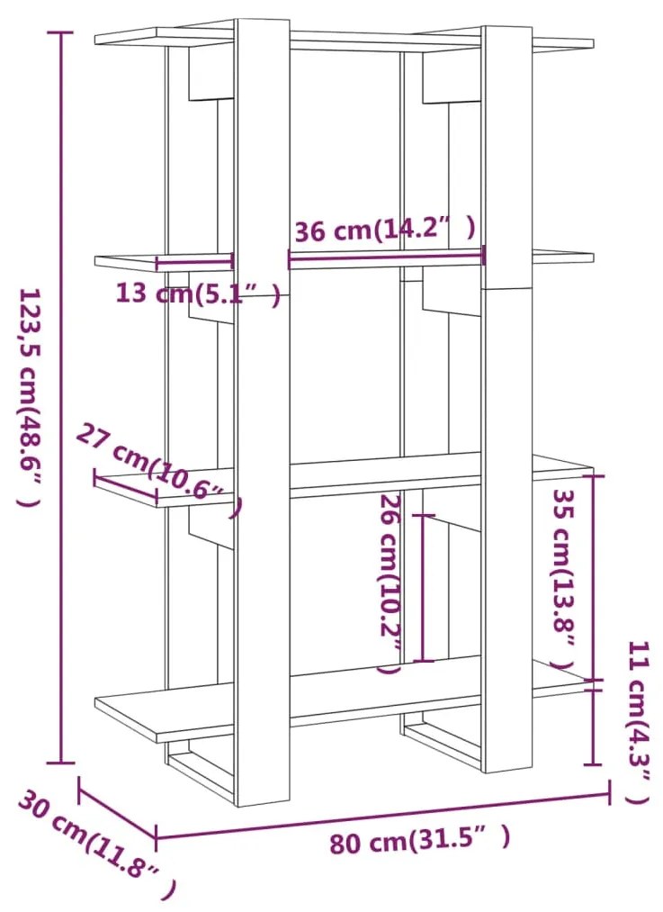 Estante/divisória 80x30x123,5 cm cor cinzento cimento