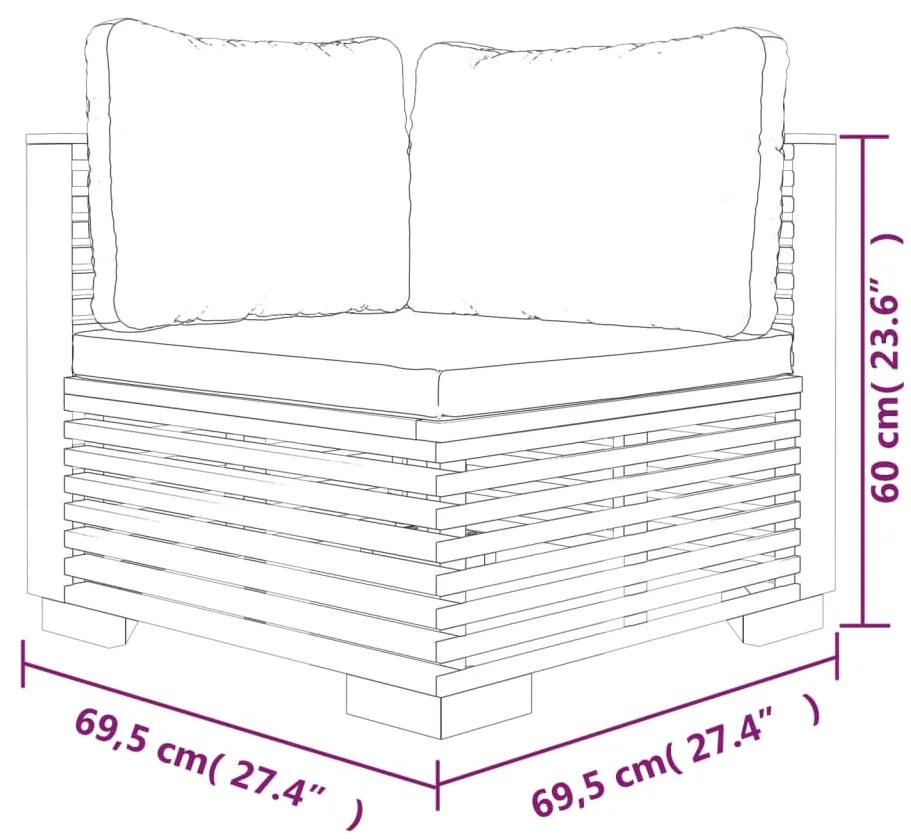 4 pcs conjunto lounge jardim c/ almofadões madeira teca maciça