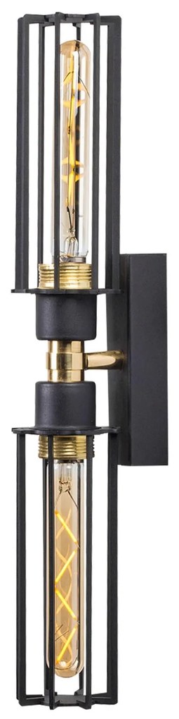 Candeeiro de Parede Fellini – Preto e Dourado – 8 x 15 cm