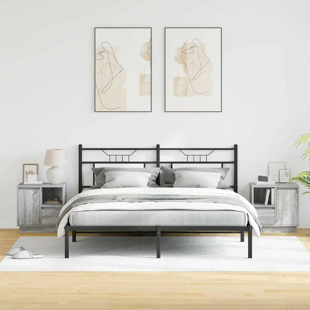 Cômodas de Canto com LED 2 pcs Cinza Sonoma 50x34,5x50 cm