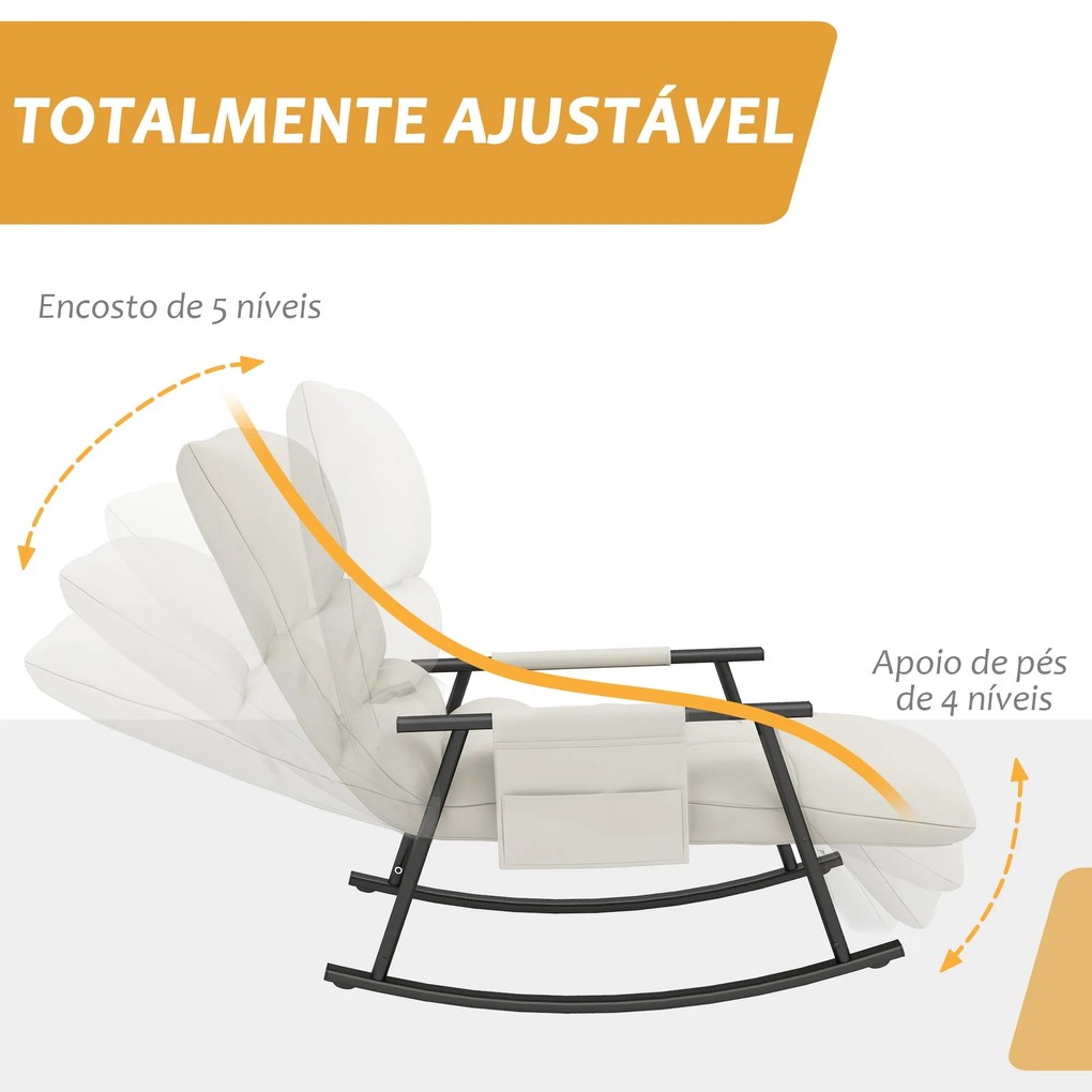 HOMCOM Poltrona Baloiço com Encosto e Apoio para os Pés Ajustáveis Pol