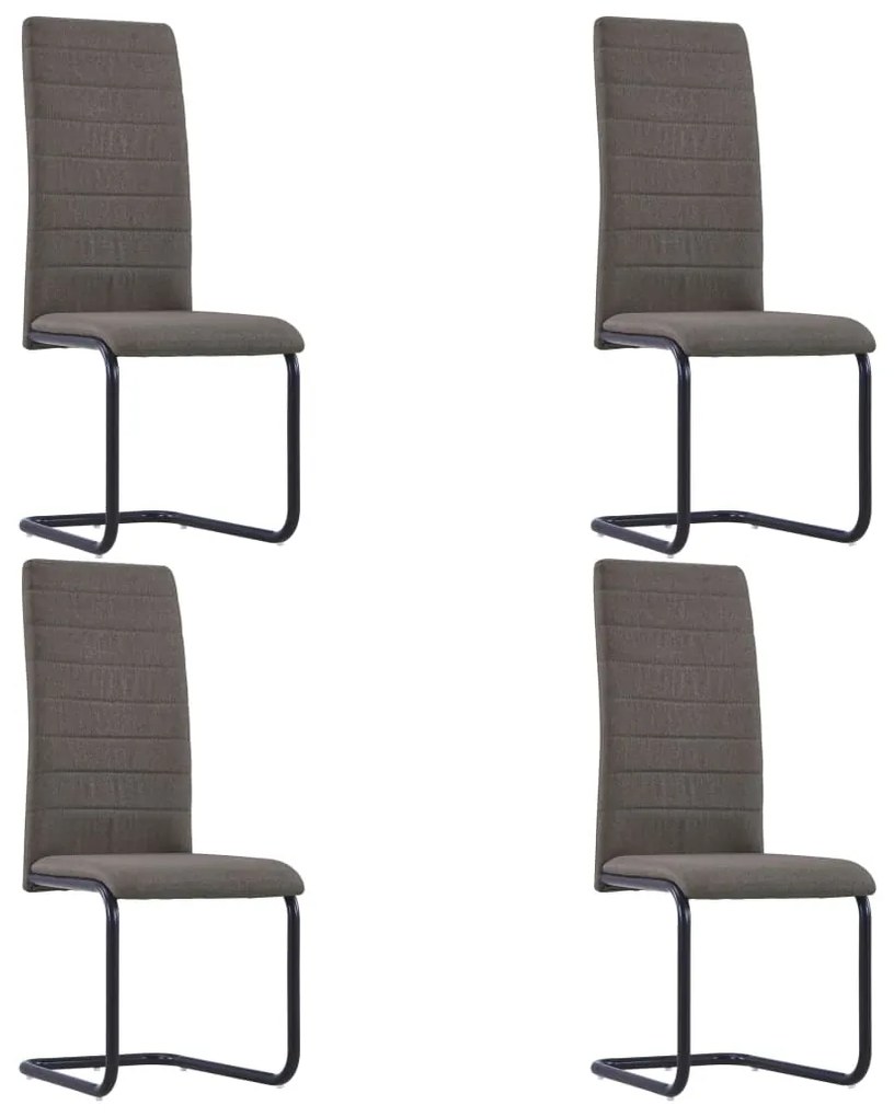 vidaXL Cadeiras de jantar cantilever 4 pcs tecido cinzento-acastanhado