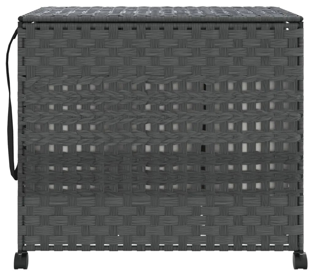 Cesto para roupa suja com rodas 66x35x60 cm vime cinzento