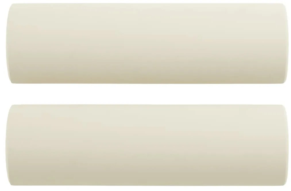 Sofá 3 lugares c/ almofadas decorativas 180 cm veludo creme