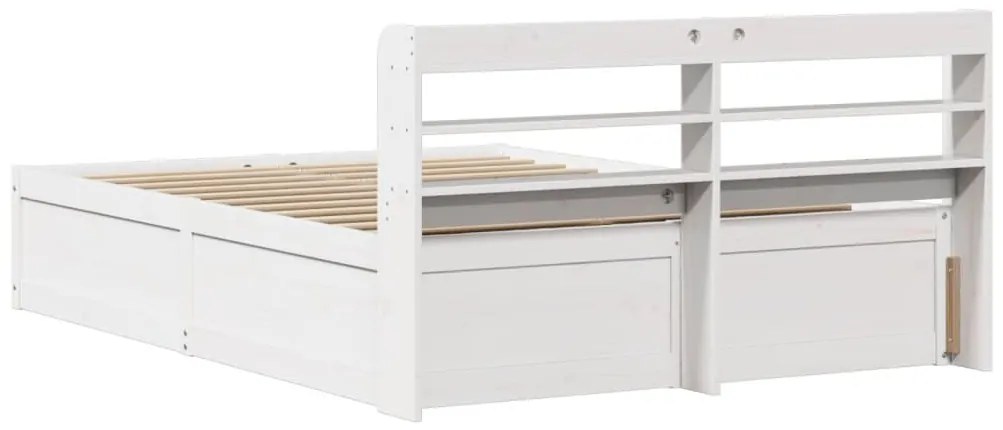 Estrutura de cama com cabeceira 160x200 cm pinho maciço branco