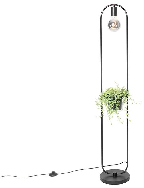Candeeiro de pé moderno preto com vidro de 25 cm - Roslini Moderno