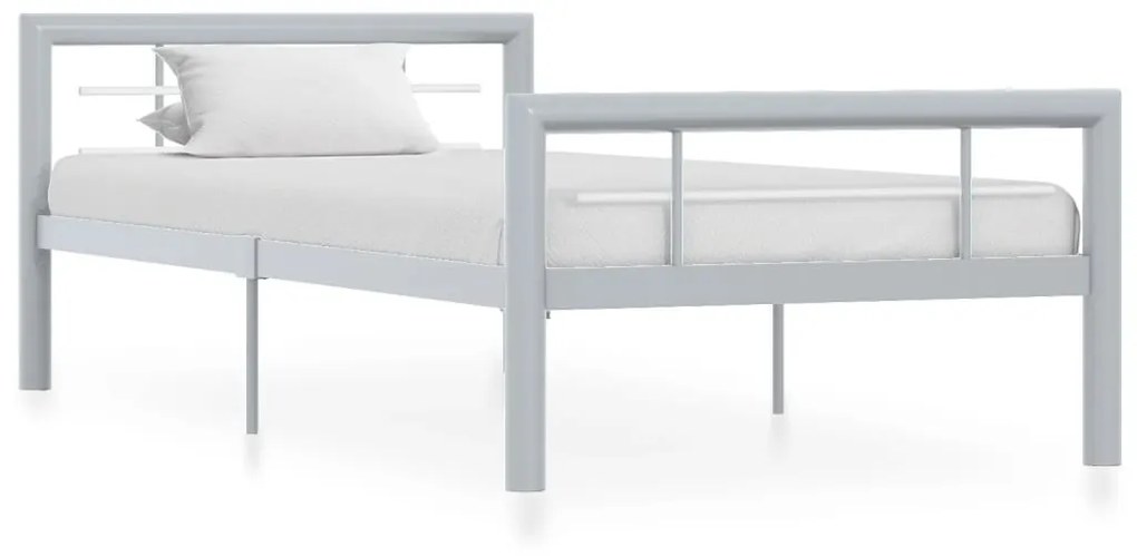 vidaXL Estrutura de cama 100x200 cm metal cinzento e branco