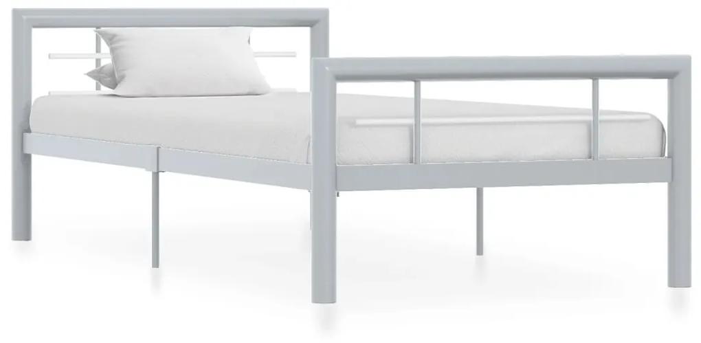Estrutura de cama 100x200 cm metal cinzento e branco