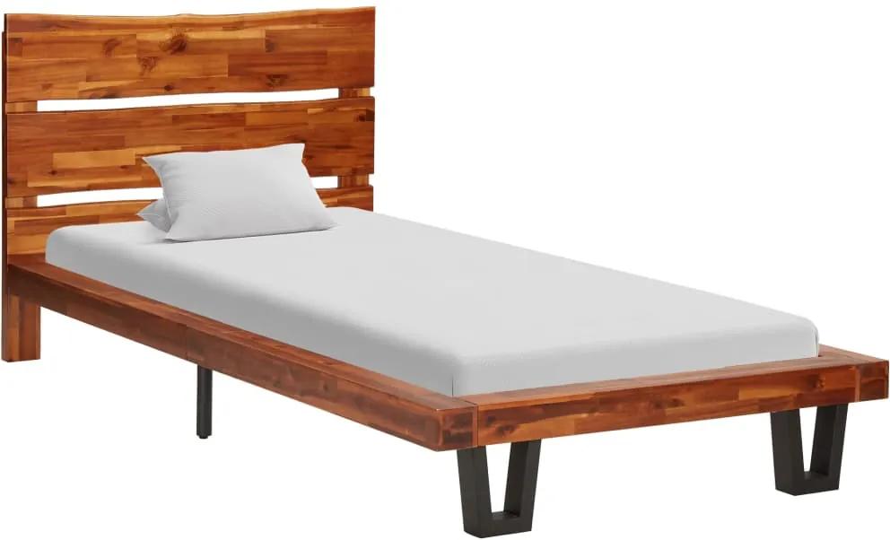 Estrutura de cama c/ aresta viva madeira de acácia maciça 90 cm