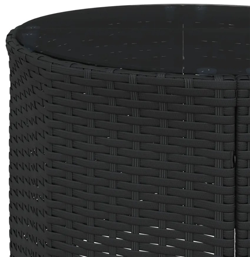 Sofá de jardim com mesa e almofadões semicircular vime PE preto