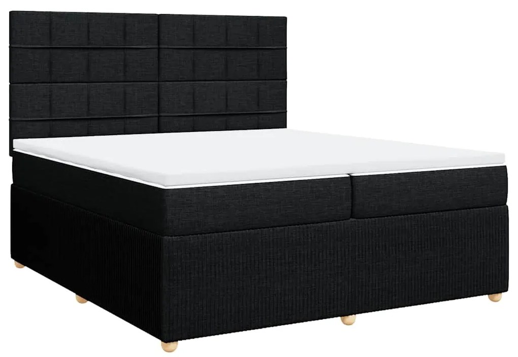 Cama com molas/colchão 200x200 cm tecido preto