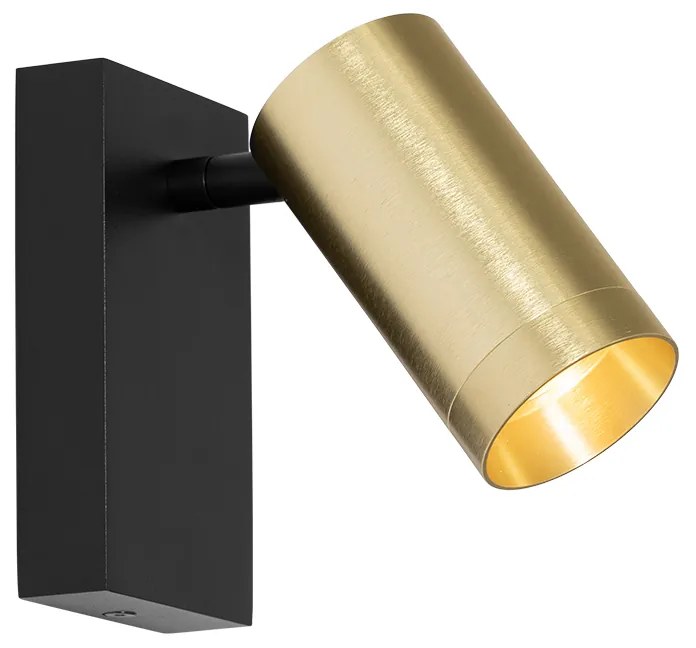 Candeeiro de parede preto com dourado ajustável com interruptor - Jeana Luxe Moderno