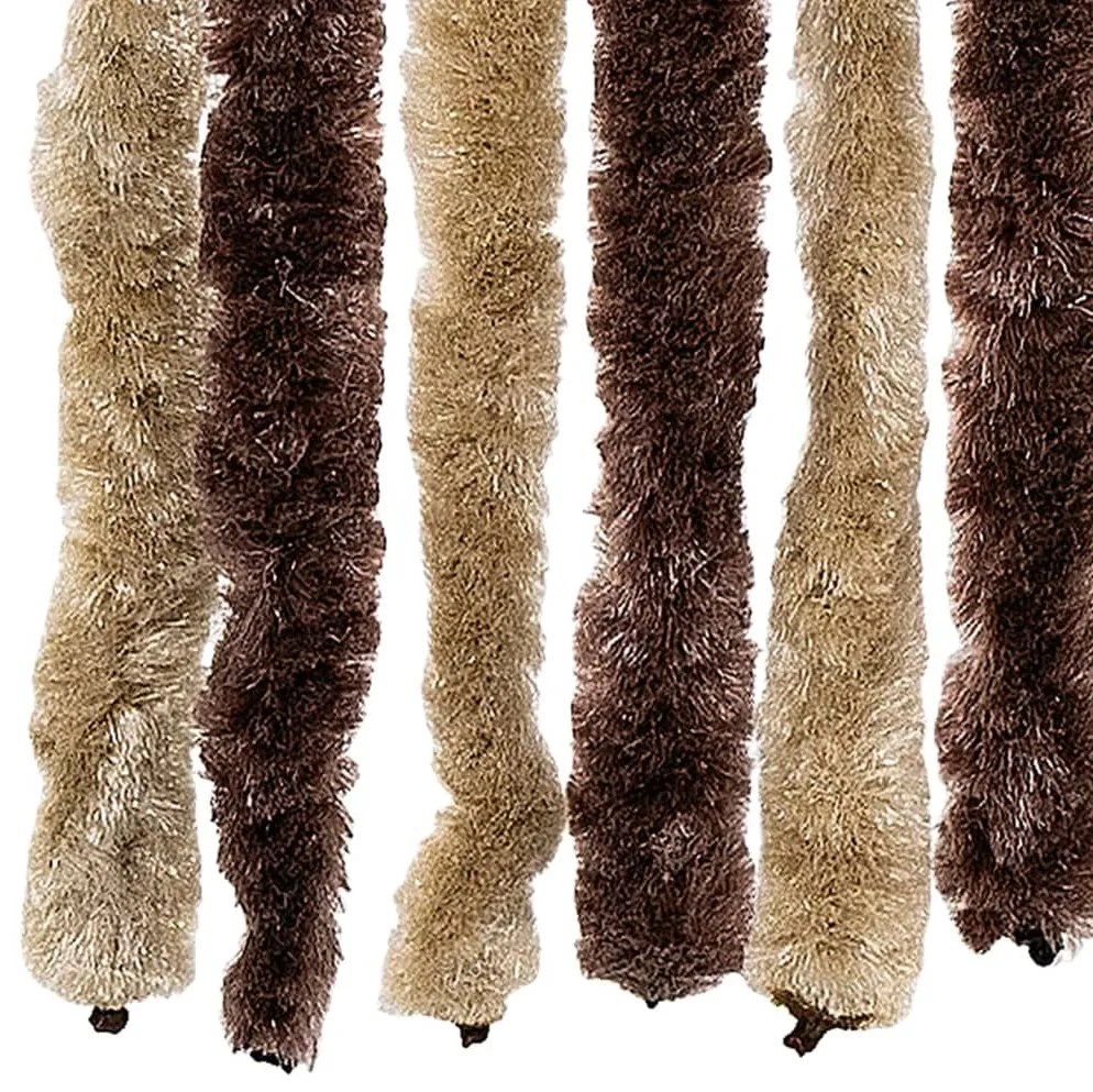 Cortina anti-insetos 118x220 cm chenille bege e castanho-claro