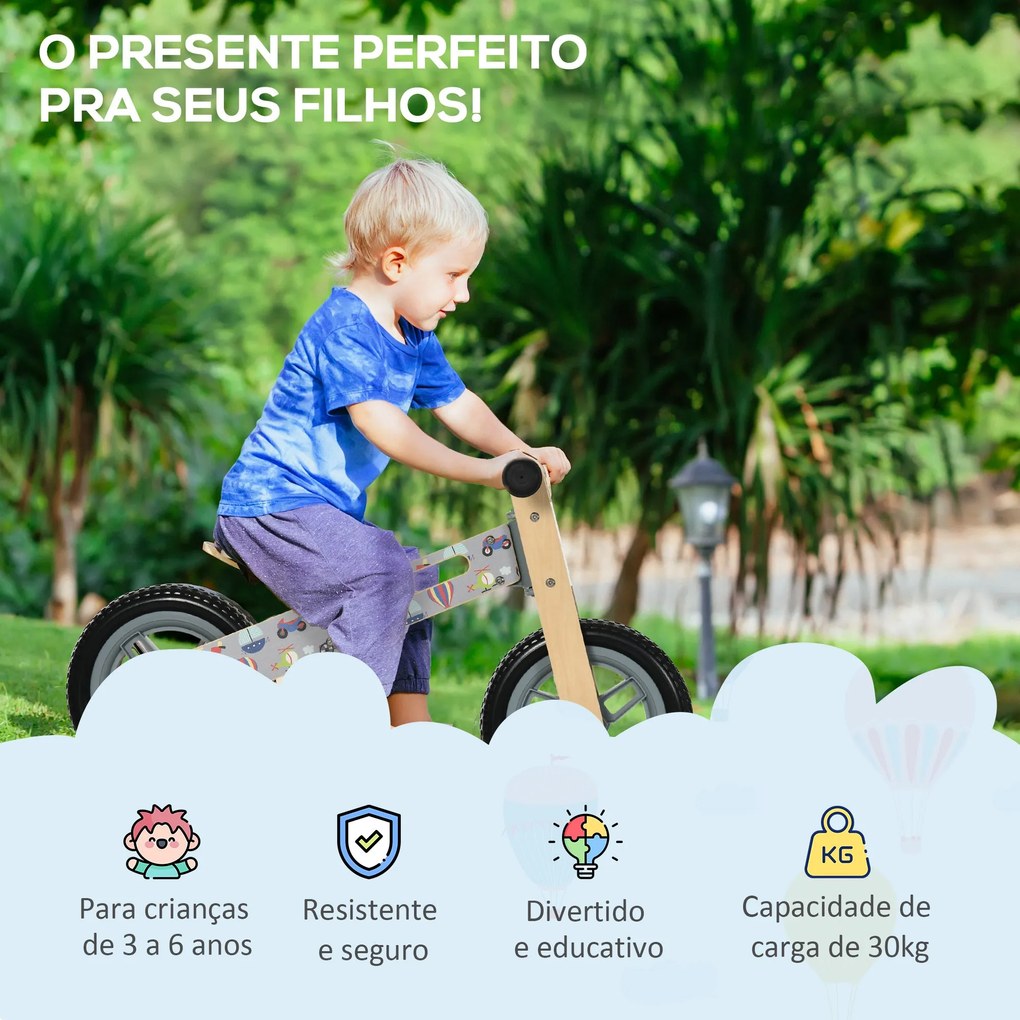 AIYAPLAY Bicicleta sem Pedais de Madeira para Crianças de 3-6 Anos com