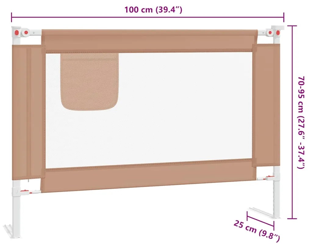 Barra segur. p/ cama infantil tecido 100x25cm cinza-acastanhado