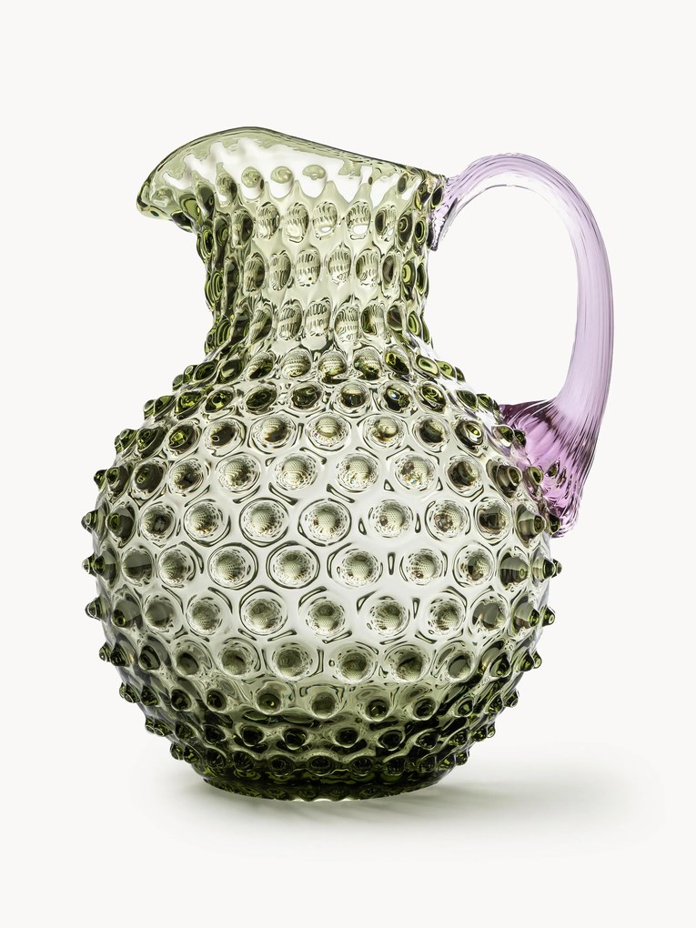 Jarro de vidro artesanal Hobnail, 2 L