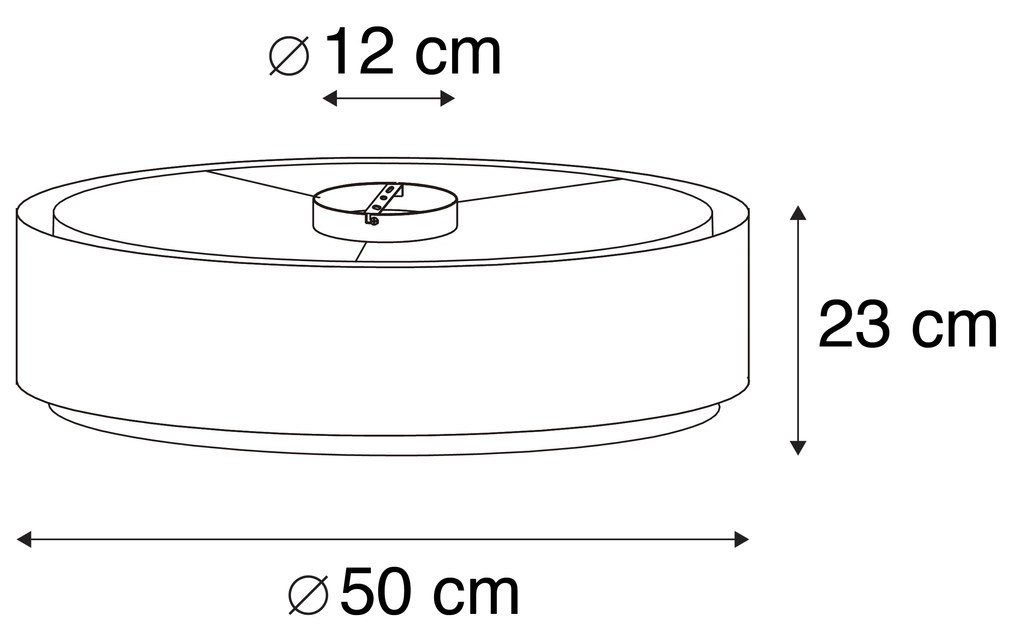 Candeeiro de teto moderno preto com branco 50 cm 3 luzes - Drum Duo Moderno