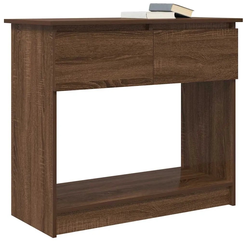 Mesa consola com gavetas 85,5x38,5x74,5 cm carvalho castanho