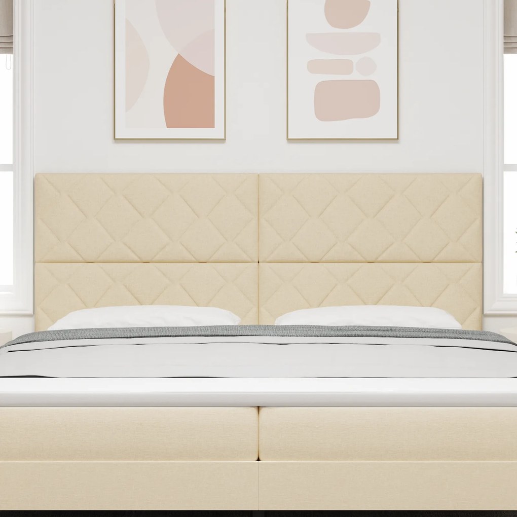 Cabeceira Design de Blocos de Diamante Creme 200 cm Tecido