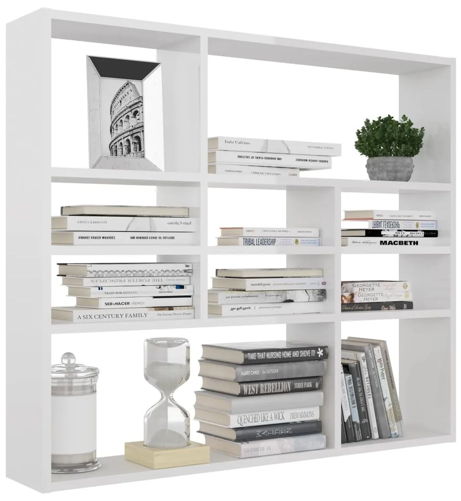 Estante de parede 90x16x78 cm contraplacado branco brilhante