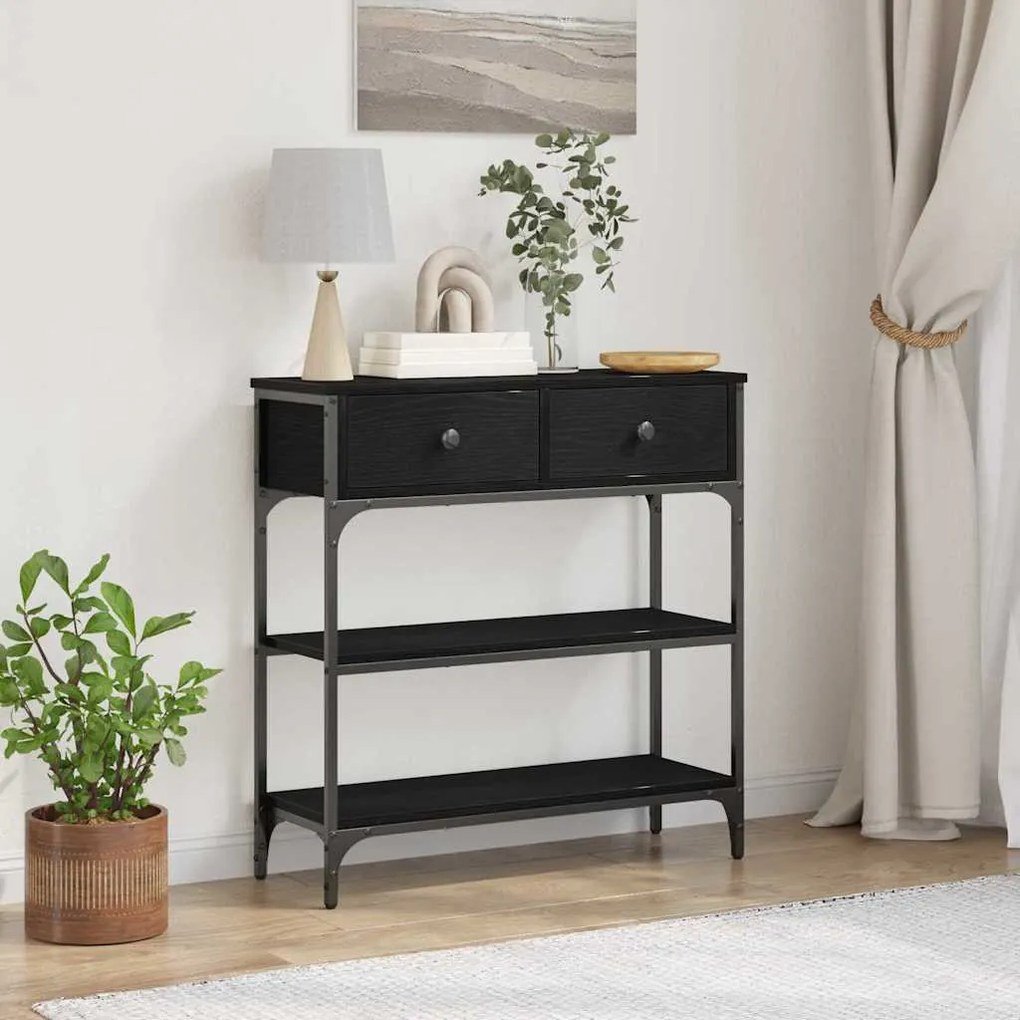 Mesa de Console vidaXL Madeira de Carvalho Preto 72,5x25x75 cm Madeira