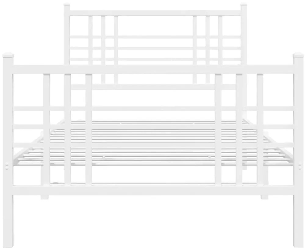 Estrutura de cama com cabeceira e pés 90x200 cm metal branco