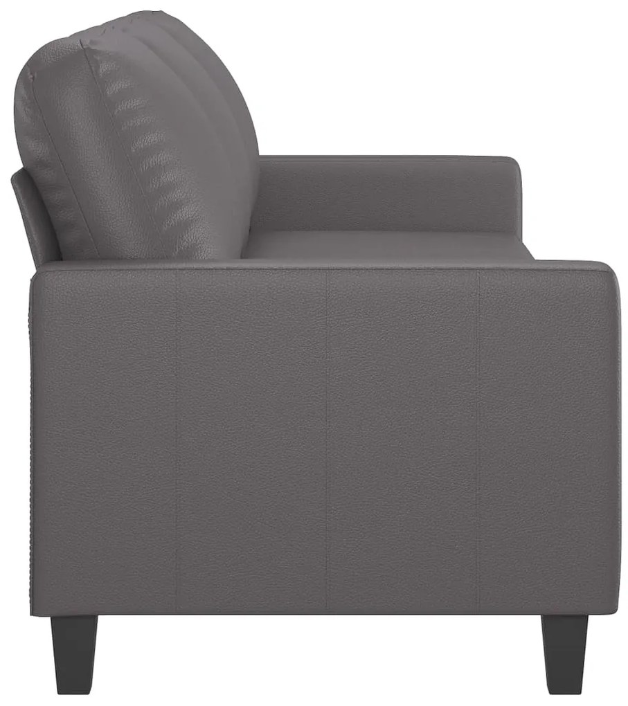 Sofá de 3 lugares 180 cm couro artificial cinza
