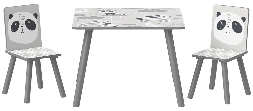 ZONEKIZ Conjunto de Mesa e Cadeiras para Crianças de 3 Peças Mesa Infantil com 2 Cadeiras Conjunto de Móveis para Atividades Cinza | Aosom Portugal